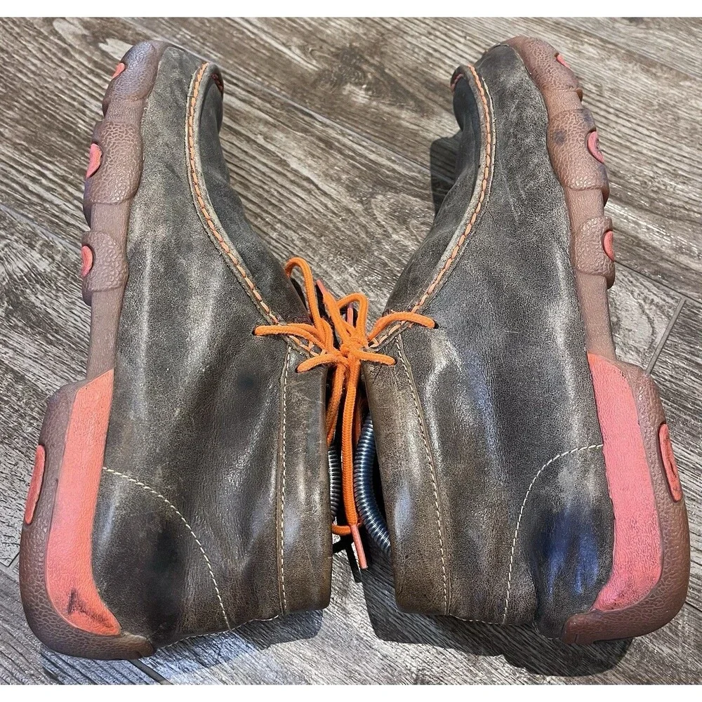 Twisted X Chukka Shoes Men's Size 9M Brown With Neon Orange MDM0019 Western Work